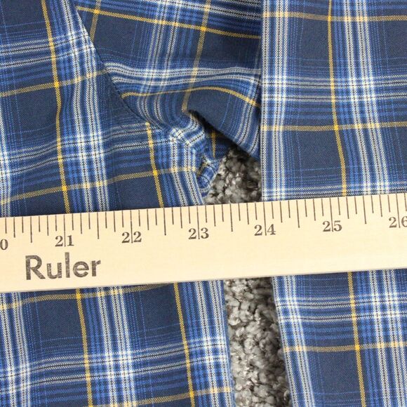 Wrangler Rugged Wear Shirt Mens Large Blue Plaid Long Sleeve Western Fit - Picture 7 of 8